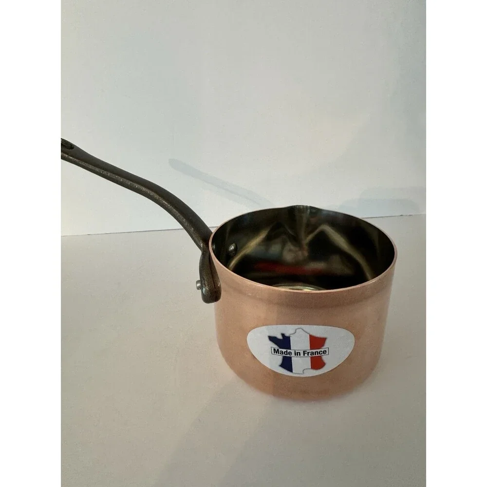 Baumalu Copper Pot Saucepan Cast Iron Handle Made In France 3.5 Inch